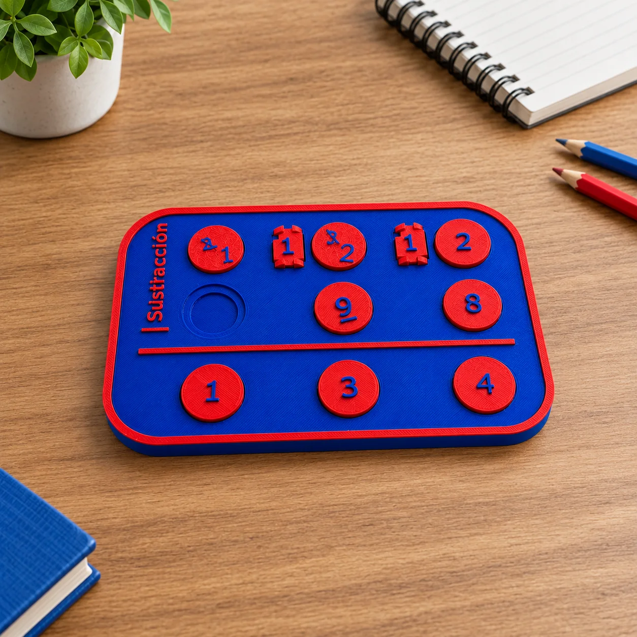 Tablero de trabajo de resta con reagrupación