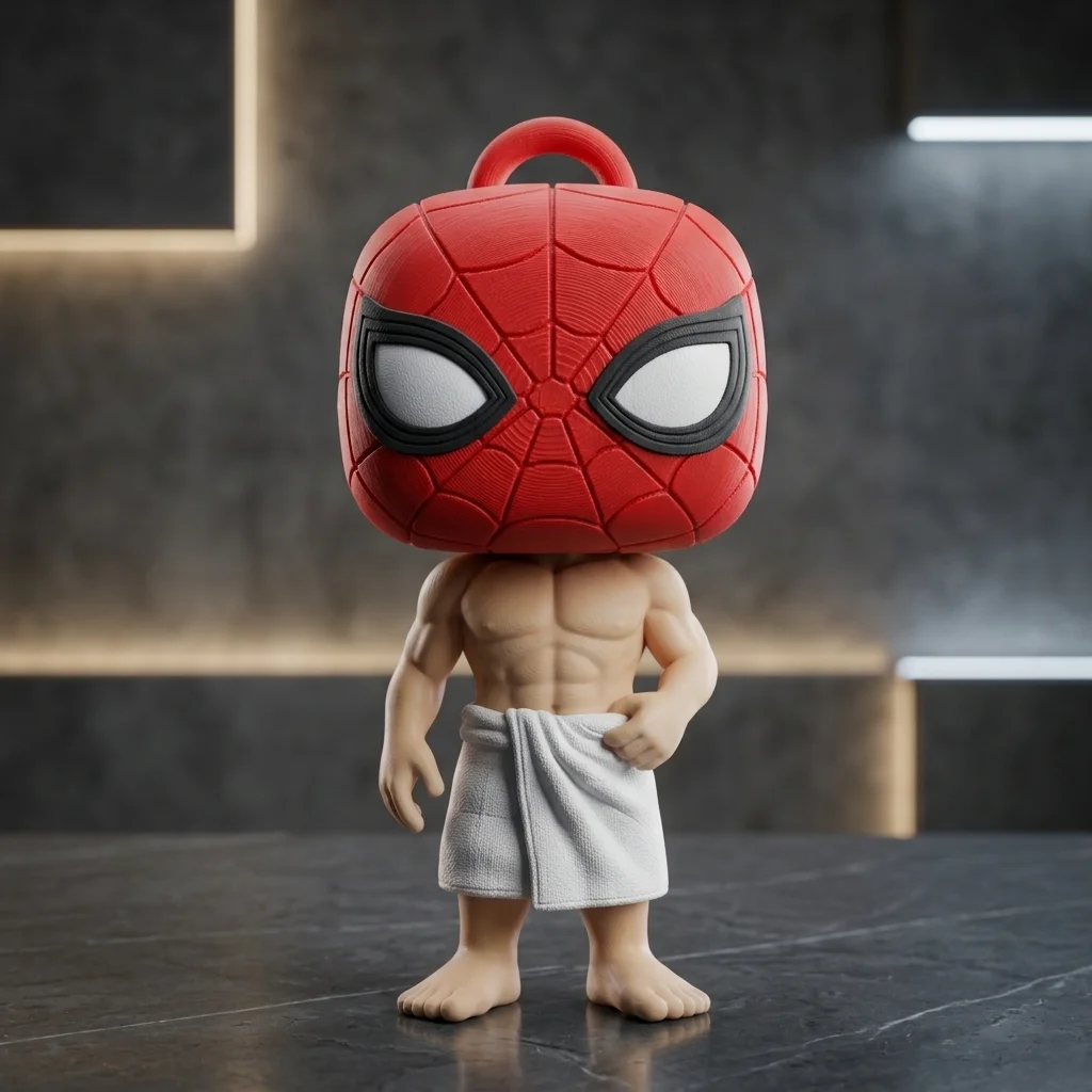 Llavero 3D de Spider-Man en toalla